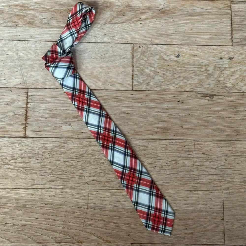 J Crew Crewcuts Plaid Classic Tie, red, black, white, yellow